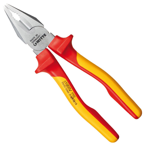 Kìm đầu bằng 180mm cách điện 1000V, heavy-duty WITTE 31521, VDE