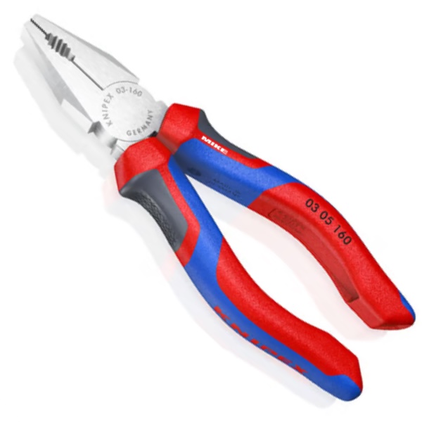 KNIPEX 03 05 160 Combination Pliers 160 mm chrome-plated with comfort handles chrome-plated