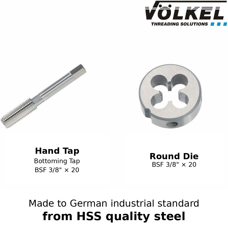 Angler's Thread Set, Short Machine Tap + Round Die, BSF 3/8 x 20 thumbnail 2