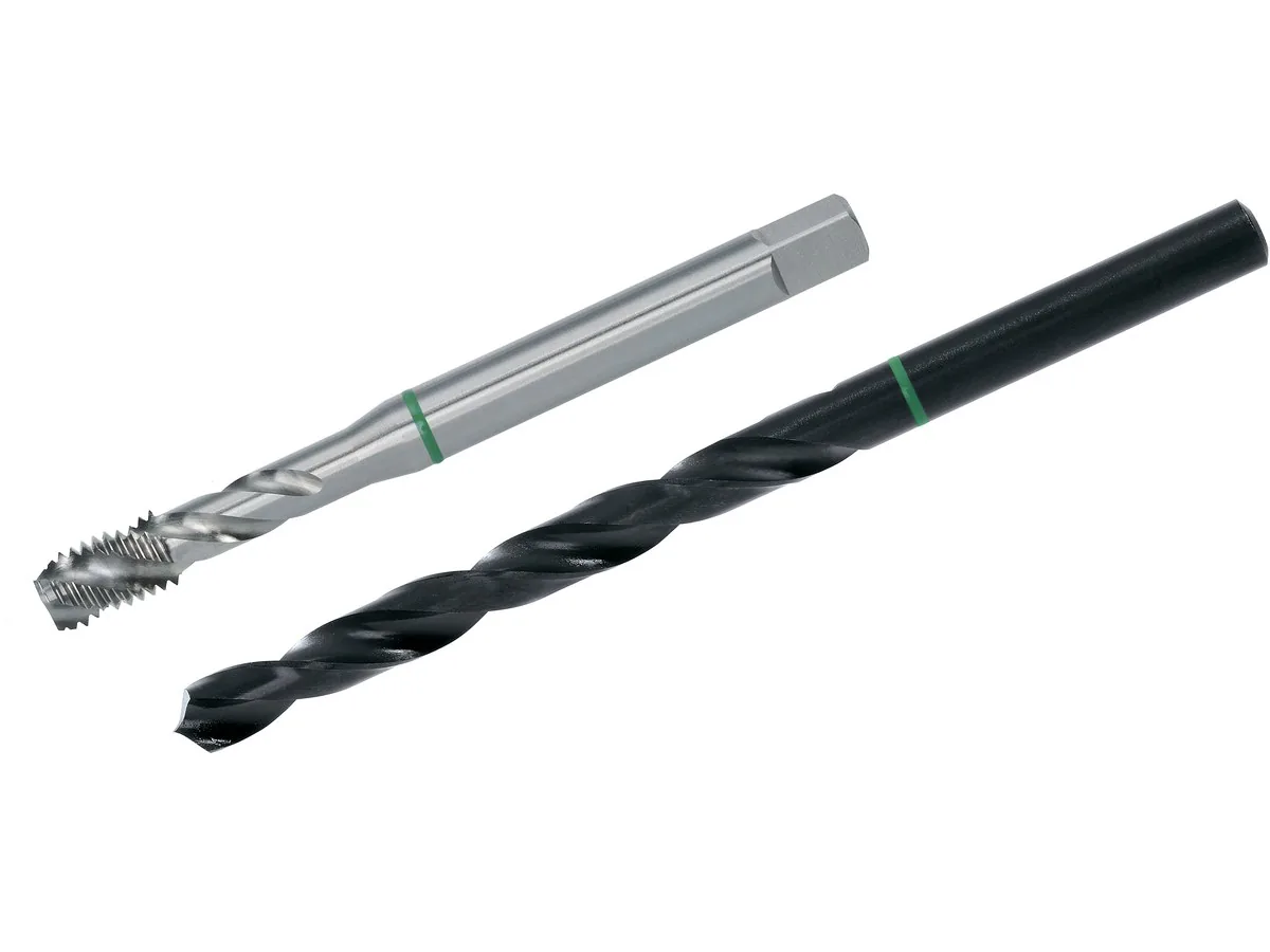 Set tap mesin + gerudi TwinBox GREEN RING VÖLKEL HSSE, ulir metrik Nominal diameter D M 12 – M10 thumbnail 2