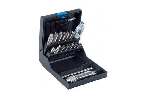 Mũi taro ren tay (tạo ren trong), trái (set of 23 pcs.) incl. ratchet M 3 LH – M 12 LH