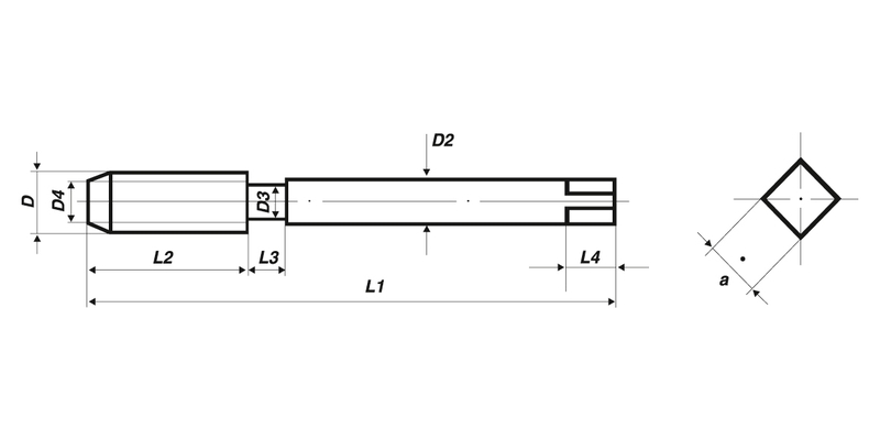 Mũi taro máy set M4-M10, Form C 35° RSP, extra long - 120 mm thumbnail 3