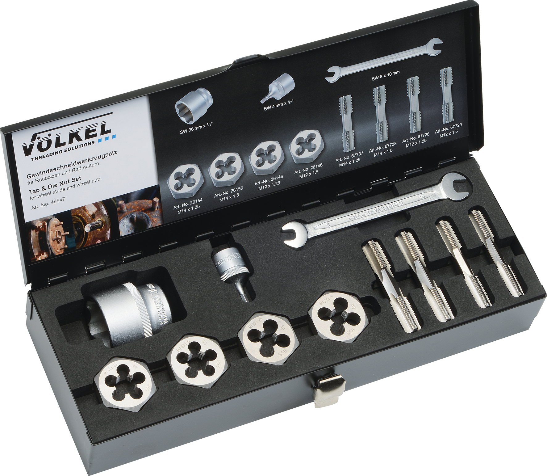 Tap & Hexagon Die Nut Set for wheel studs and wheel nuts