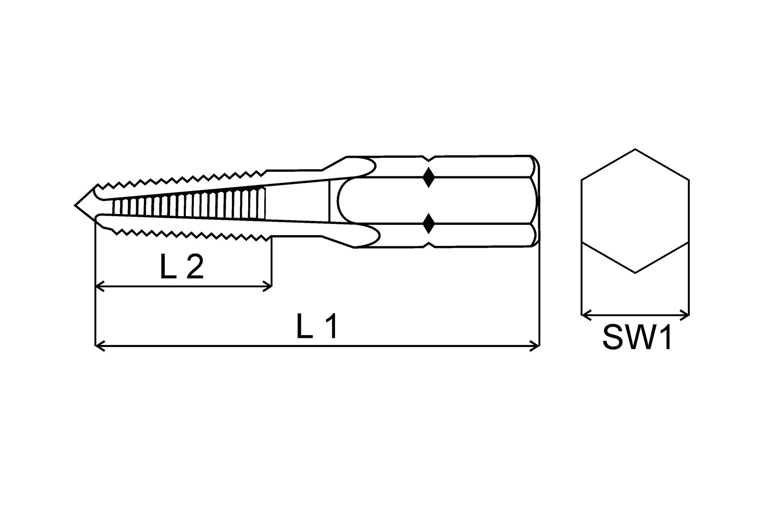 HexTap Type S Threading Bit, 1/4" hexagon drive Form D HSS-G - M 8 x 1.25 thumbnail 2